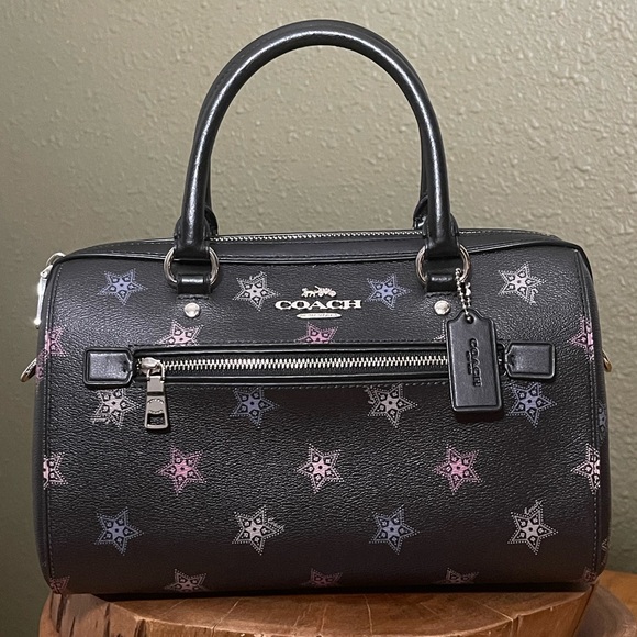 HTF NWOT COACH ROWAN SATCHEL WITH DOT STAR PRINT - Picture 2 of 16